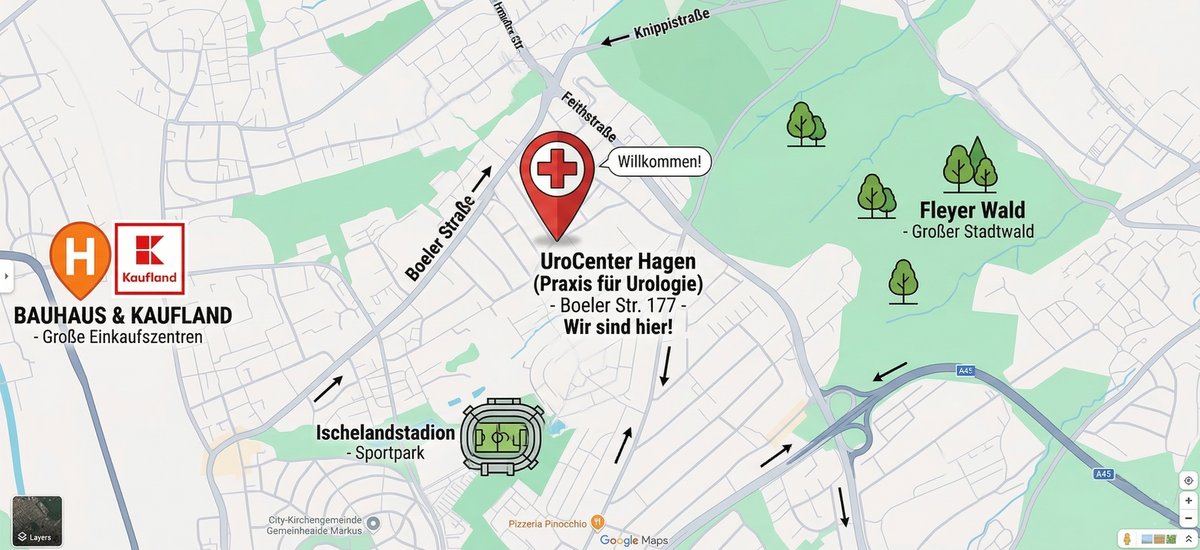 Karte von UroCenter Hagen, Boeler Str. 177, 58097 Hagen